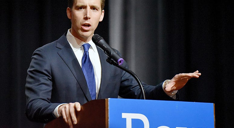 Missouri Attorney General Josh Hawley makes his acceptance speech on November 9, 2016, in Springfield, Mo.