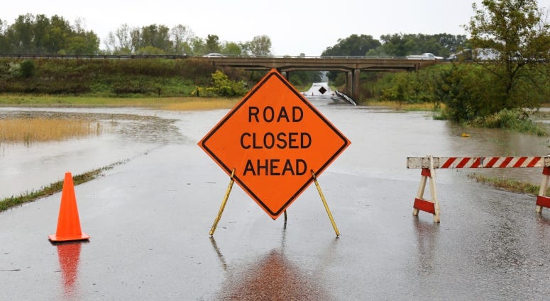 flooded road closed