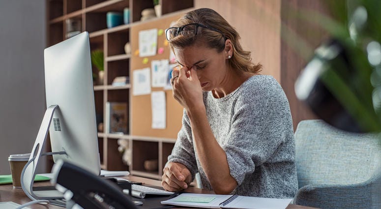 lady stressed working