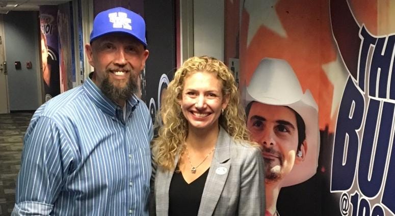 George Lindsey from the Morning Bull with Kristy Brock from MD Anderson Cancer Center