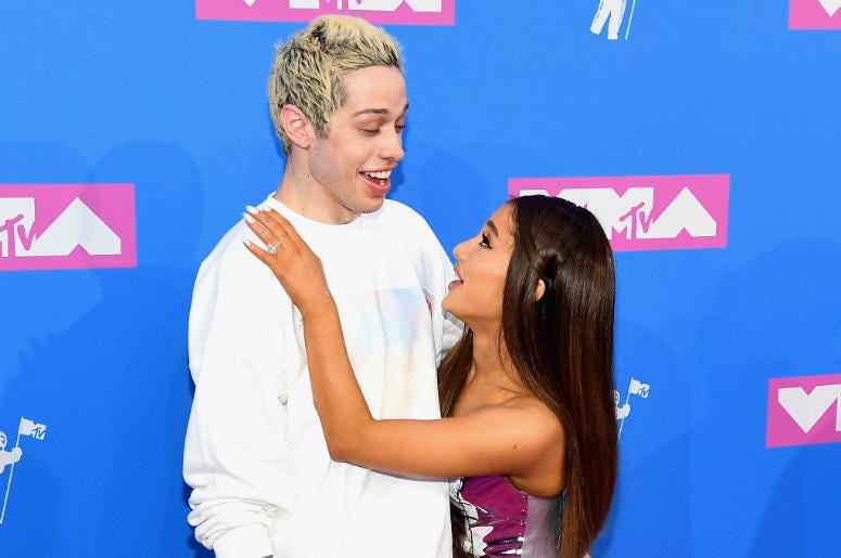Pete Davidson & Ariana Grande Pete Davidson and Ariana Grande attends the 2018 MTV Video Music Awards at Radio City Music Hall on August 20, 2018 in New York City.