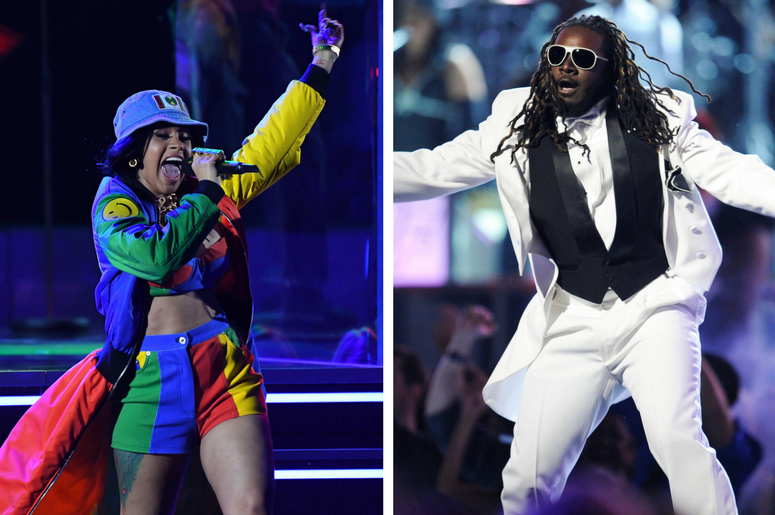 Cardi B performs Finesse during the 60th Annual Grammy Awards / T-Pain performs at the 52nd annual Grammy Awards Cardi B performs Finesse during the 60th Annual Grammy Awards / T-Pain performs at the 52nd annual Grammy Awards
