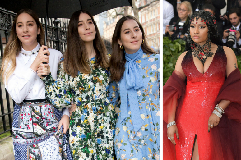 Este Haim, Alana Haim, and Danielle Haim of HAIM arrive at the Erdem Autumn/Winter 2018 London Fashion Week show / icki Minaj. 2018 Metropolitan Museum of Art Costume Institute Gala: "Heavenly Bodies: Fashion and the Catholic Imagination. Este Haim, Alana Haim, and Danielle Haim of HAIM arrive at the Erdem Autumn/Winter 2018 London Fashion Week show / icki Minaj. 2018 Metropolitan Museum of Art Costume Institute Gala: "Heavenly Bodies: Fashion and the Catholic Imagination.