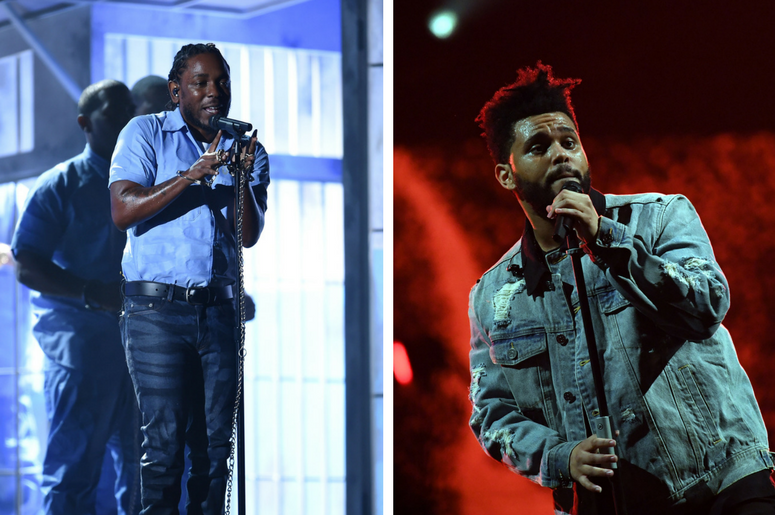 Kendrick Lamar and The Weeknd Release Video for 'Pray for Me' Kendrick Lamar performs during the 58th Grammy Awards at the Staples Center / The Weeknd performs at American Airlines Arena.
