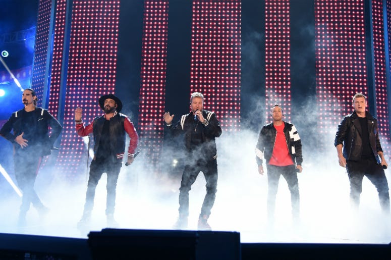 Backstreet Boys NASHVILLE, TN - JUNE 6: (L-R) Kevin Richardson, AJ McLean, Brian Littrell, Howie Dorough and Nick Carter of the Backstreet Boys performs onstage at the 2018 CMT Music Awards at the Bridgestone Arena on June 6, 2018 in Nashville, Tennessee.