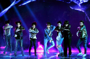 BTS LAS VEGAS, NV - MAY 20: Music group BTS performs onstage during the 2018 Billboard Music Awards at MGM Grand Garden Arena on May 20, 2018 in Las Vegas, Nevada.