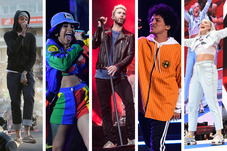 Travie McCoy, Cardi B, Adam Levine, Bruno Mars. Anne Marie. Travie McCoy, Cardi B, Adam Levine, Bruno Mars. Anne Marie.