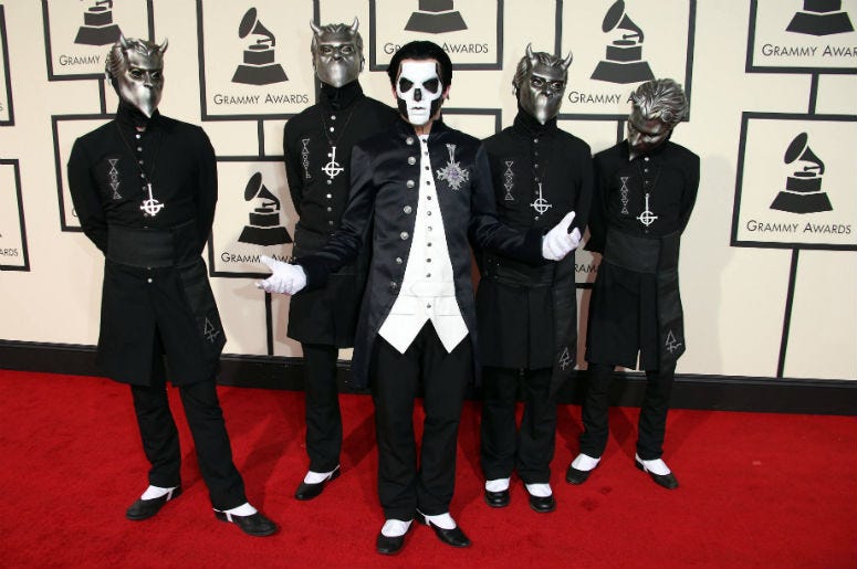 Members of the band Ghost arrive on the red carpet during the 58th Grammy Awards at the Staples Center Members of the band Ghost arrive on the red carpet during the 58th Grammy Awards at the Staples Center