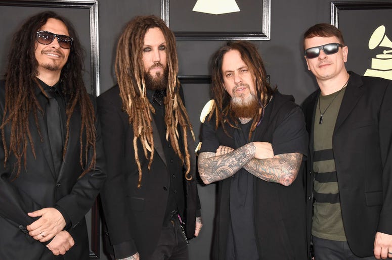 Musicians James Shaffer, Brian Welch, Reginald Arvizu, and Ray Luzier of Korn attend The 59th GRAMMY Awards at STAPLES Center on February 12, 2017 in Los Angeles, California Musicians James Shaffer, Brian Welch, Reginald Arvizu, and Ray Luzier of Korn attend The 59th GRAMMY Awards at STAPLES Center on February 12, 2017 in Los Angeles, California
