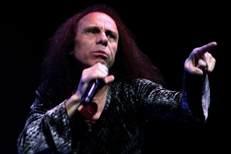 Ronnie James Dio performs on stage with Heaven and Hell in 2007 Ronnie James Dio performs on stage with Heaven and Hell in 2007