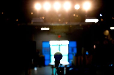 Syndication: Knoxville The microphone on stage at The Outpost on 109 W. Anderson Ave. in Knoxville, Tennessee on Friday, February 8, 2019. The venue will be hosting shows for Rhythm N' Blooms before the lease runs up and Abridged Brewing Company takes over the space. Kns Makerc