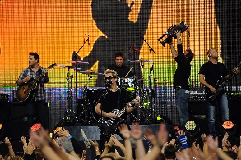 Nickelback (Chad Kroeger) performs during halftime of the Thanksgiving game between the Detroit Lions and the Green Bay Packers. Nickelback recording artist Chad Kroeger performs during halftime of the Thanksgiving game between the Detroit Lions and the Green Bay Packers at Ford Field.