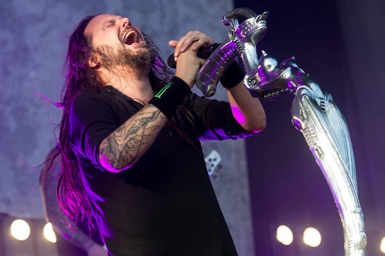 Leeds Festival 2017 - Day 3 8/27/2017 - Jonathan Davis of Korn performing live on stage on day 3 of Leeds Festival a Bramham Park, UK. Picture date: Sunday 27 August, 2017. Photo credit: Katja Ogrin/ EMPICS Entertainment. (Photo by PA Images/Sipa USA) *** US Rights