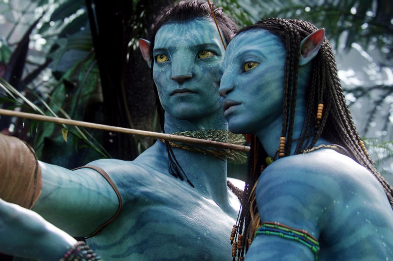 AP19127623477162 This image released by 20th Century Fox shows the characters Neytiri, right, and Jake in a scene from the 2009 movie "Avatar." (AP Photo/20th Century Fox, File)
