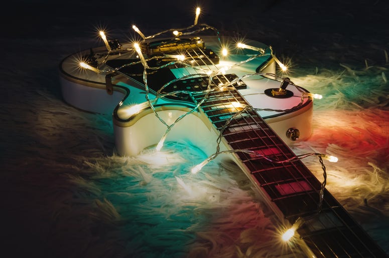 Guitar in Christmas lights