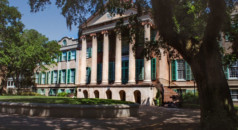 university building with columns