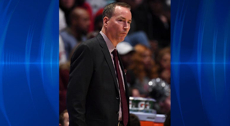 Mar 13, 2019; Nashville, TN, USA; Texas A&M Aggies head coach Billy Kennedy during the first half against the Vanderbilt Commodores of the SEC conference tournament at Bridgestone Arena. Mar 13, 2019; Nashville, TN, USA; Texas A&M Aggies head coach Billy Kennedy during the first half against the Vanderbilt Commodores of the SEC conference tournament at Bridgestone Arena.