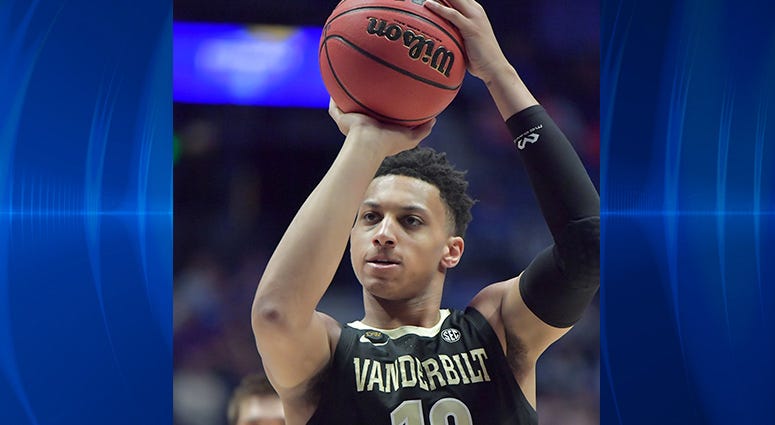 Vanderbilt Commodores forward Matthew Moyer (13) shoots the ball in the first half against the Texas A&M Aggies in the SEC conference tournament at Bridgestone Arena. Vanderbilt Commodores forward Matthew Moyer (13) shoots the ball in the first half against the Texas A&M Aggies in the SEC conference tournament at Bridgestone Arena.