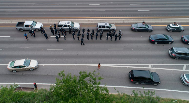 Protesters in downtown Austin