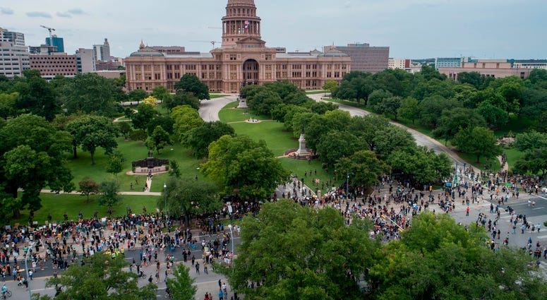 Protesters in downtown Austin