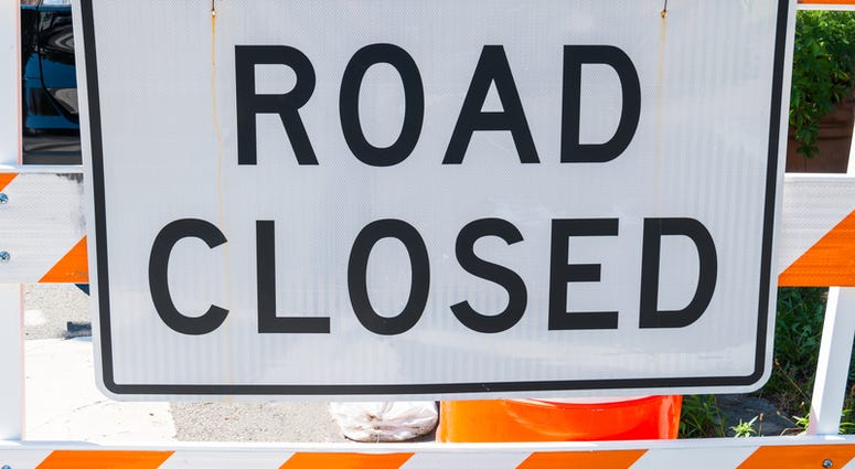 Road closed sign