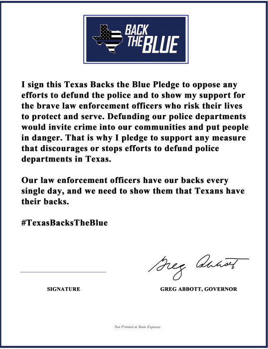Back The Blue pledge