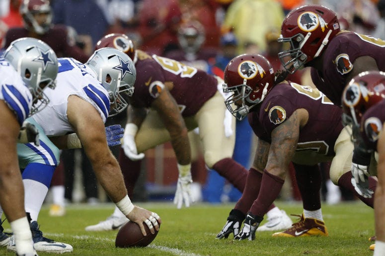 The Dallas Cowboys offense lines up against the Washington Redskins defense Football,Offensive Line,Coach,New,Paul Alexander,Dallas,Cowboys,Ketchup,Pour,Perform,Book,100.3 Jack FM