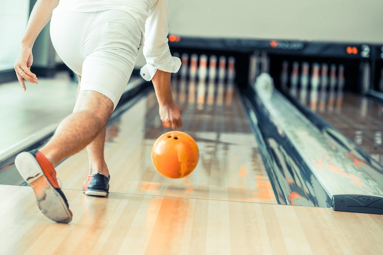 Man, Bowling, Lane, Rolling, Orange Ball Man, Bowling, Lane, Rolling, Orange Ball