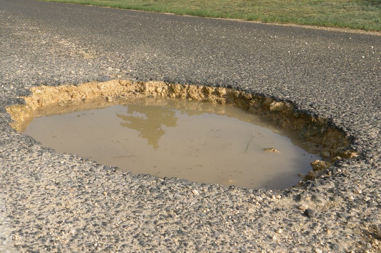 Pothole, Road, Street, Rain Water, Trees Pothole, Road, Street, Rain Water, Trees
