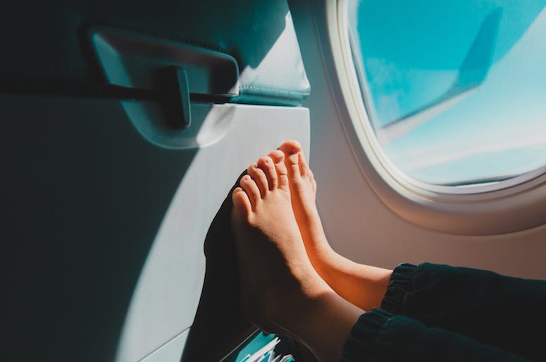 Bare Feet, Airplane, Seat, Flying Bare Feet, Airplane, Seat, Flying