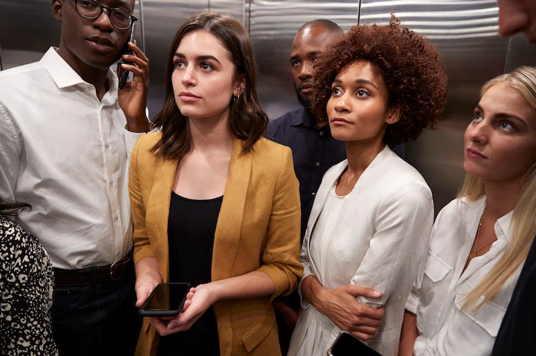 Work Colleagues, Coworkers, Elevator, Awkward, Silence, Staring Work Colleagues, Coworkers, Elevator, Awkward, Silence, Staring