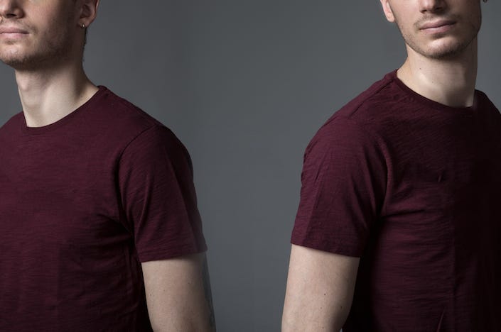 Adult, Brothers, Male, Twins, Maroon Shirt Adult, Brothers, Male, Twins, Maroon Shirt