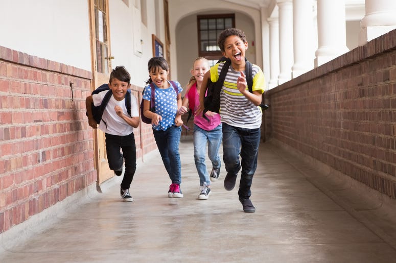 kids running in school