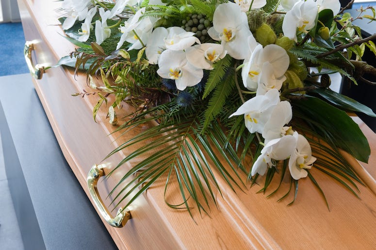 Coffin, Flower Arrangement, Morgue Coffin, Flower Arrangement, Morgue