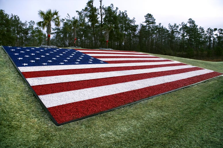 American Flag made of gravel