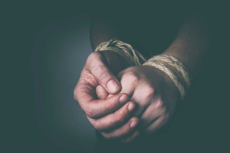 Man, Tied Hands, Rope Man, Tied Hands, Rope