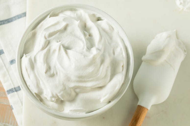Frosting, Bowl, Whipped Cream, Spoon, Rubber Spatula Frosting, Bowl, Whipped Cream, Spoon, Rubber Spatula
