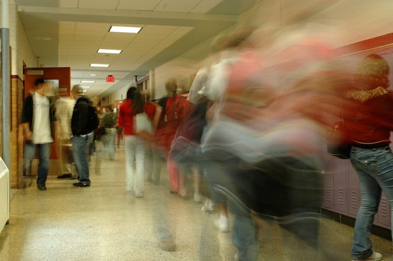 High School, Hallway, Students, Blurry, Motion High School, Hallway, Students, Blurry, Motion