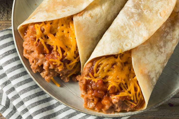 Bean, Cheese, Burrito, Taco, Plate Bean, Cheese, Burrito, Taco, Plate