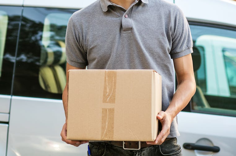 Delivery Man, Cardboard, Box, Vehicle Delivery Man, Cardboard, Box, Vehicle