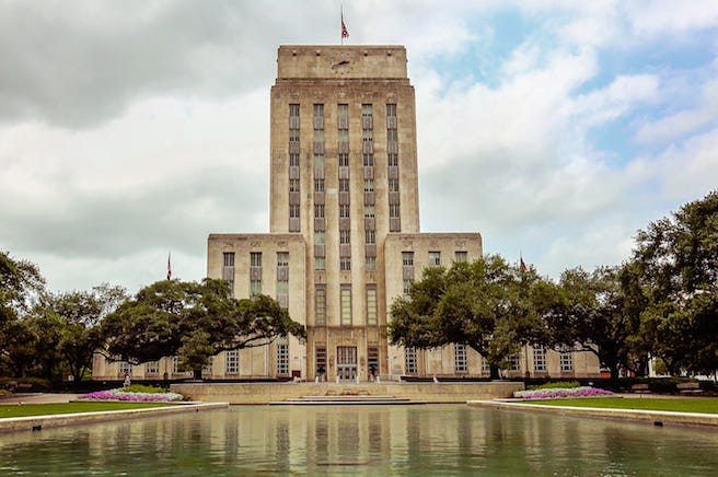 Houston, Texas, City Hall, Downtown, Cloudy Houston, Texas, City Hall, Downtown, Cloudy