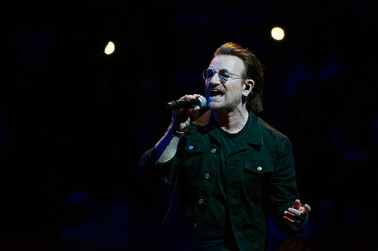 Bono, U2, Concert, Singing, Wells Fargo Center, 2018 Bono, U2, Concert, Singing, Wells Fargo Center, 2018