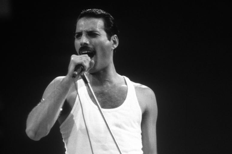 Freddie Mercury, Queen, Live Aid, Black and White, 1985 Freddie Mercury, Queen, Live Aid, Black and White, 1985