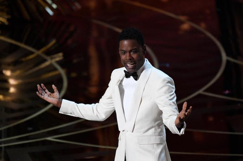 Chris Rock, Speaking, Stage, 88th Academy Awards, White Tuxedo, 2016 Chris Rock, Speaking, Stage, 88th Academy Awards, White Tuxedo, 2016