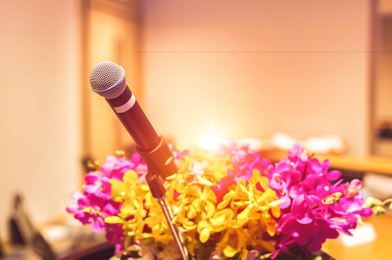 Microphone, Stage, Flowers Microphone, Stage, Flowers