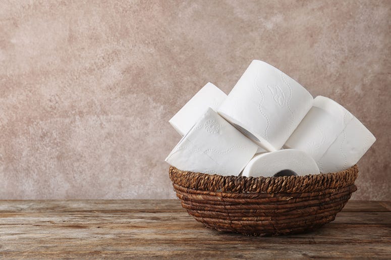 Toilet Paper, Rolls, Wooden Bowl, Bathroom, Table Toilet Paper, Rolls, Wooden Bowl, Bathroom, Table