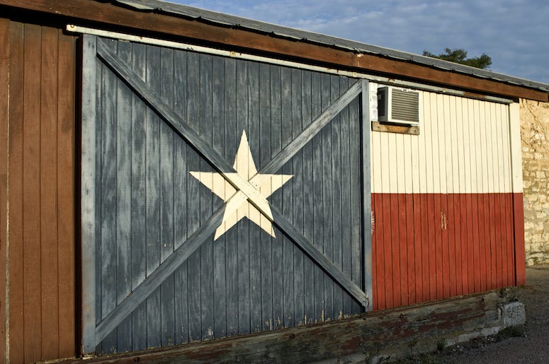 Texas Flag, Painted, Historic Building, Wall, Door Texas Flag, Painted, Historic Building, Wall, Door