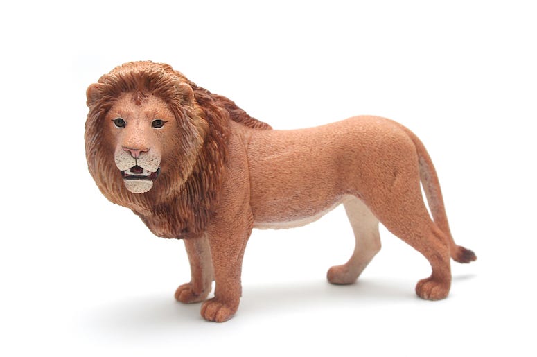 Toy Lion, Plastic, Isolated, White Background Toy Lion, Plastic, Isolated, White Background