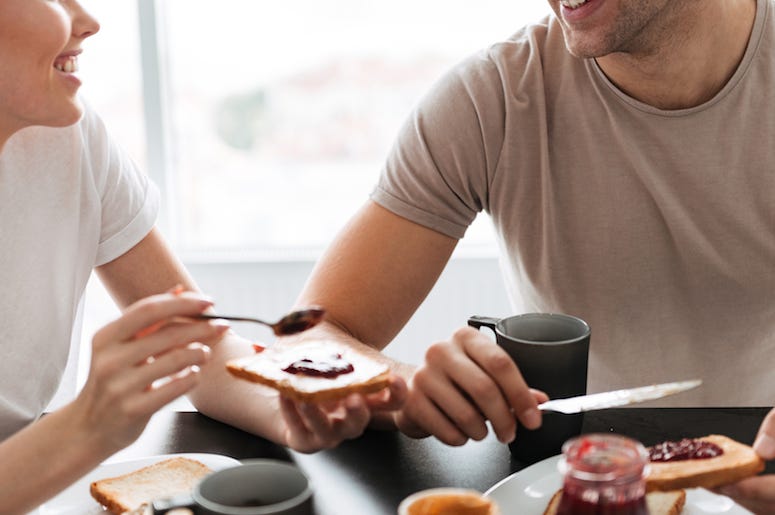 Couple, Eating, Breakfast Couple, Eating, Breakfast
