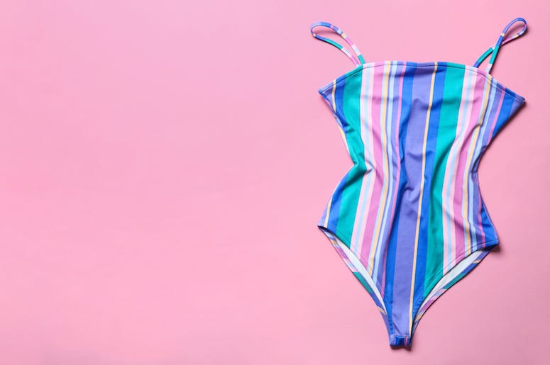 One Piece, Swimsuit, Pink Background One Piece, Swimsuit, Pink Background